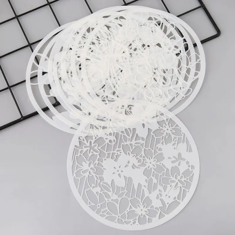 

8Pcs Round Grilles Drawing Molds Plastic Children Painting Stencils DIY Paper Art Craft Card Label Scrapbook Bookmark Toy