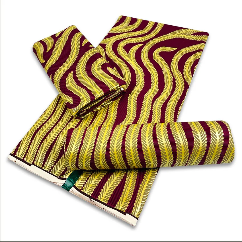 

Gold Color Full Glitter Glam Golden Wax Fabric Print Ankara Pagne Tissu 100% Cotton Material for Wedding Dress 6yards Y718-8