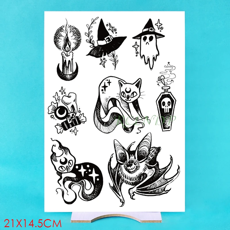 

Waterproof Temporary Tattoo Sticker Moon scary Skull head ghost fake tatto flash tatoo tatouage temporaire for women girl men