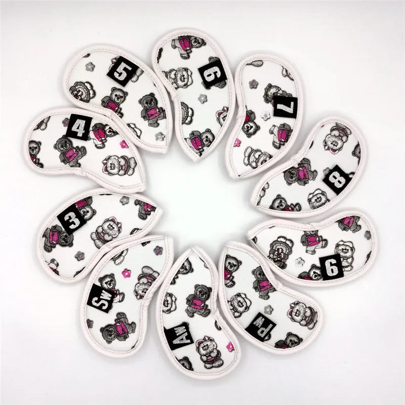 Новинка 10 шт./лот Медвежонок клюшки для гольфа Headcovers искусственная кожа клюшек