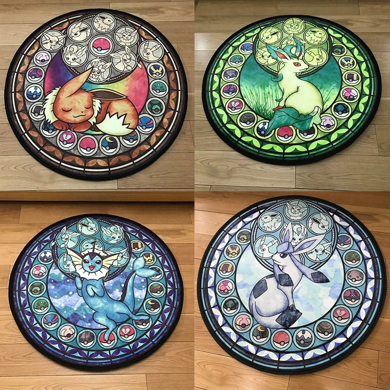 Круглый коврик с мультяшным покемоном нескользящий игровой милый для гостиной