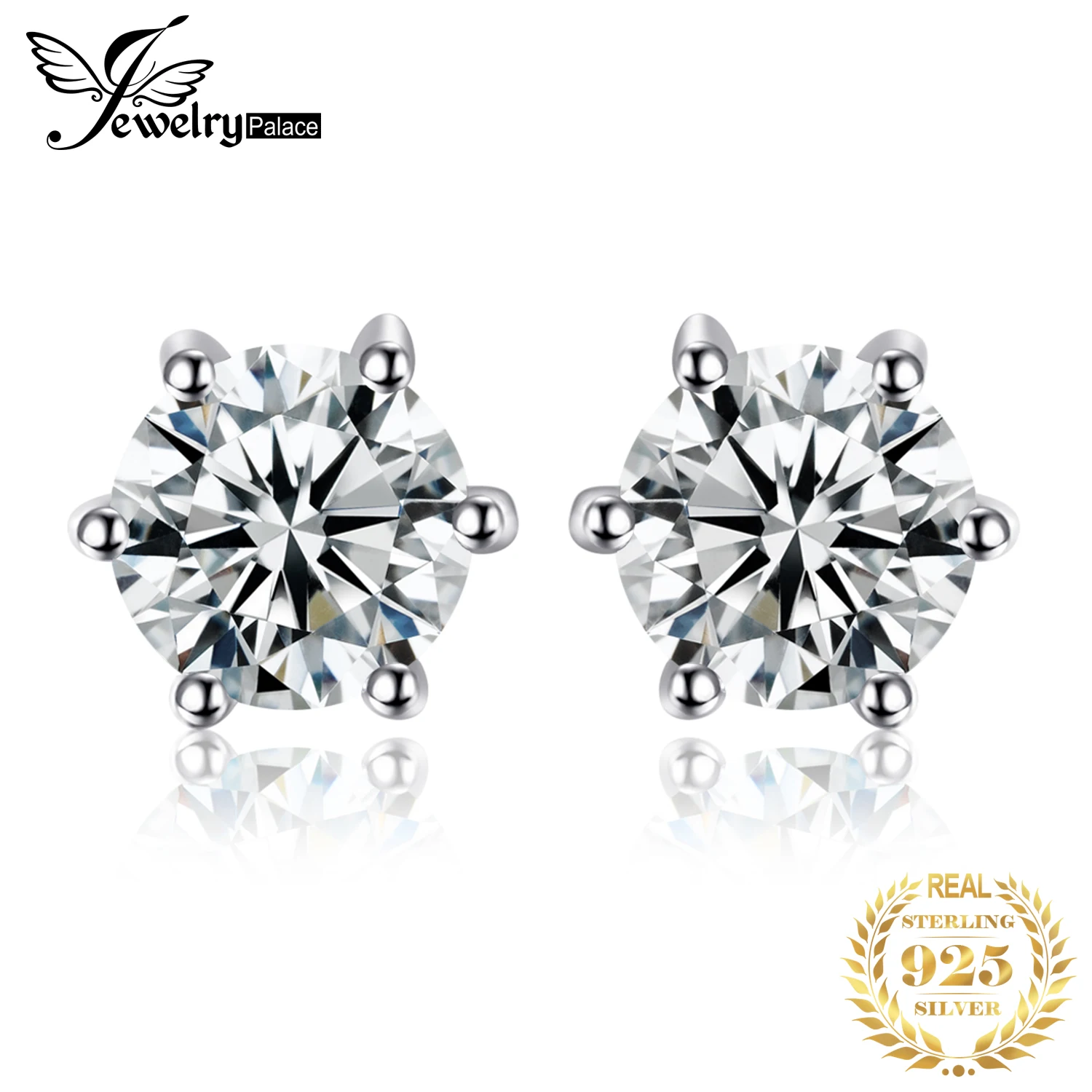 Jewelrypalace высокое качество натуральный белый топаз круглый камень Серьги 925 Серебро Стад девушка сказочный подарок Модные украшения