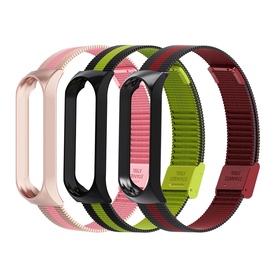 Пряжка металлический ремешок браслет для Xiaomi mi 4/3 ремешок для mi Band 4/3 ремешок из нержавеющей стали mi Band 4/3 наручный ремень
