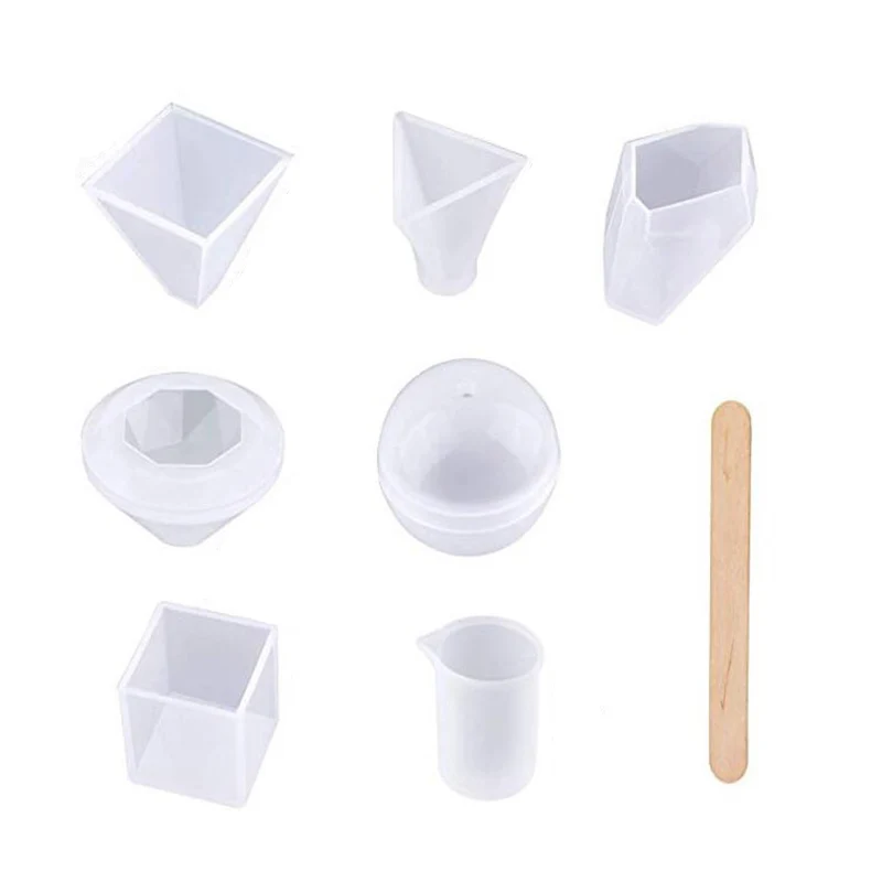 

6pcs Resin Casting Molds Silicone Epoxy Resin Craft Molds Diy Resin Jewelry Making Necklace Pendant Ring Pendant Casting Mould