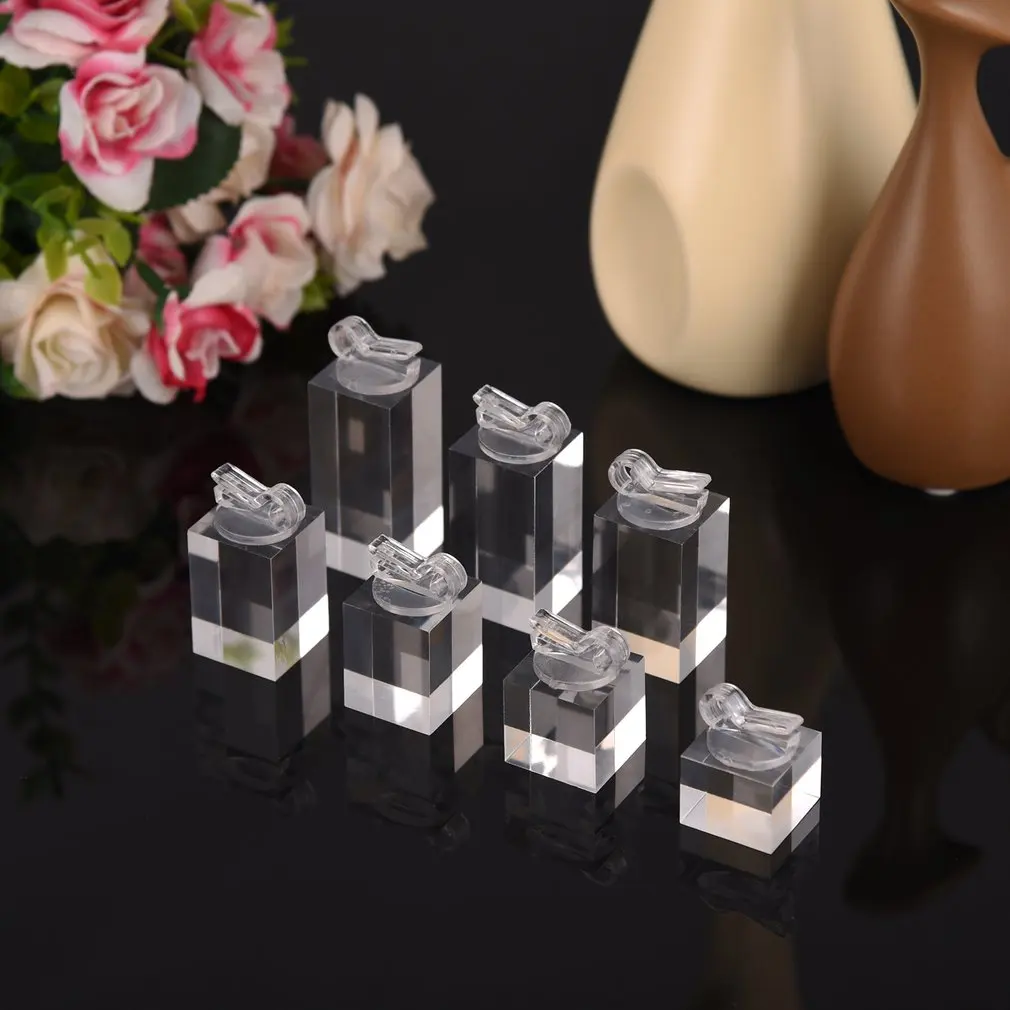 7pcs/pack Clear Square Bottom Plexiglass Storage Organizer Rings Display Stand Holder Jewelry Showcase | Украшения и аксессуары