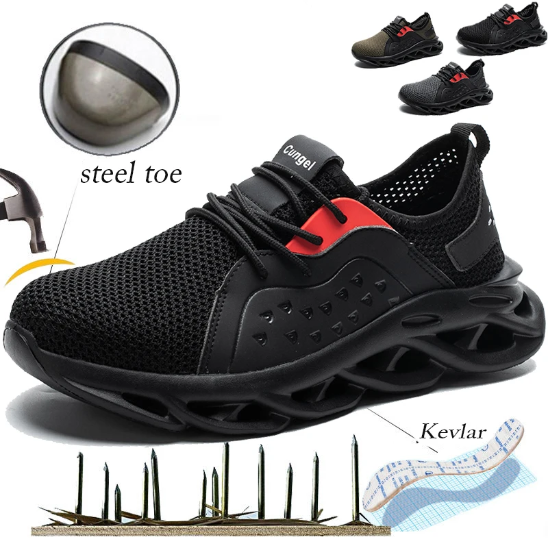 

Work Safety Shoes For Men Breathable Boots Working Steel Toe Anti-Smashing Construction Safety Work Sneakers