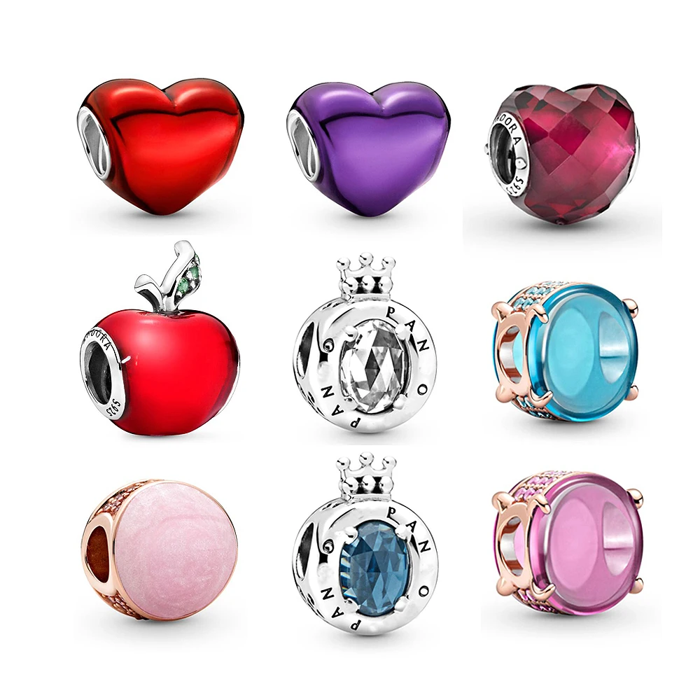 

Summer Fashion Jewelry Gifts For Women 925 Sterling Silver Bracelets DIY Apples Love Charm Fit Original Pandora Bangle Beads