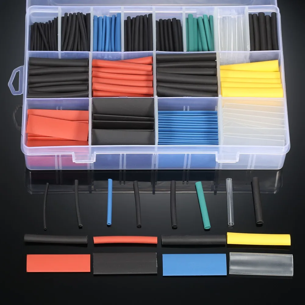 

580PCS Assorted 2:1 Polyolefin Heat Shrink Tubing Tube Halogen-Free 6 Colors 11 Sizes Sleeving Wrap Wire Cable Kit φ1.0-φ10mm