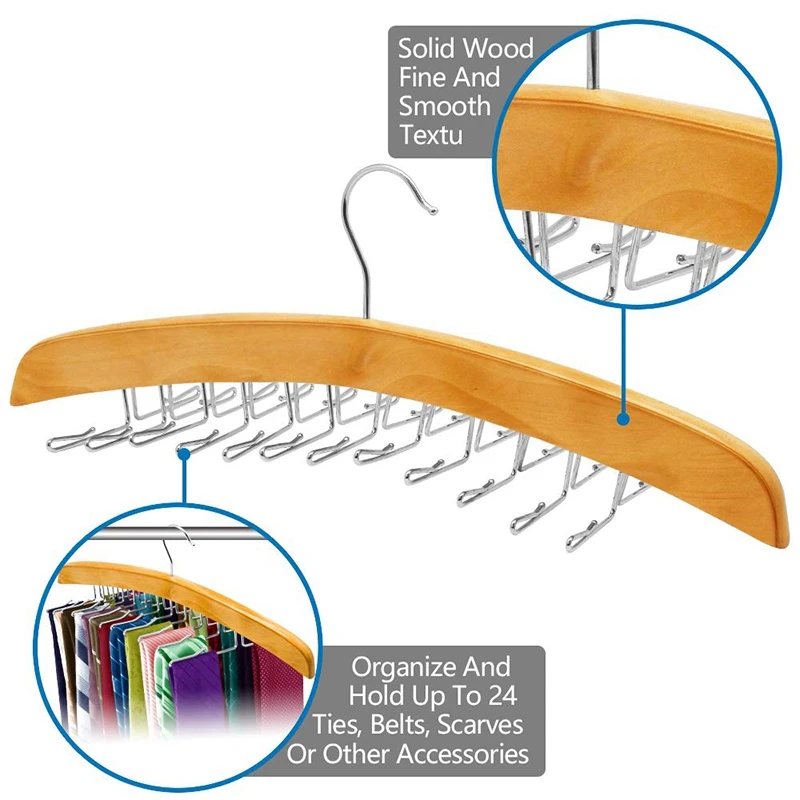 Стяжные вешалки для ремней 2 упаковки Регулируемые вращающиеся 24 зажимные шарфов