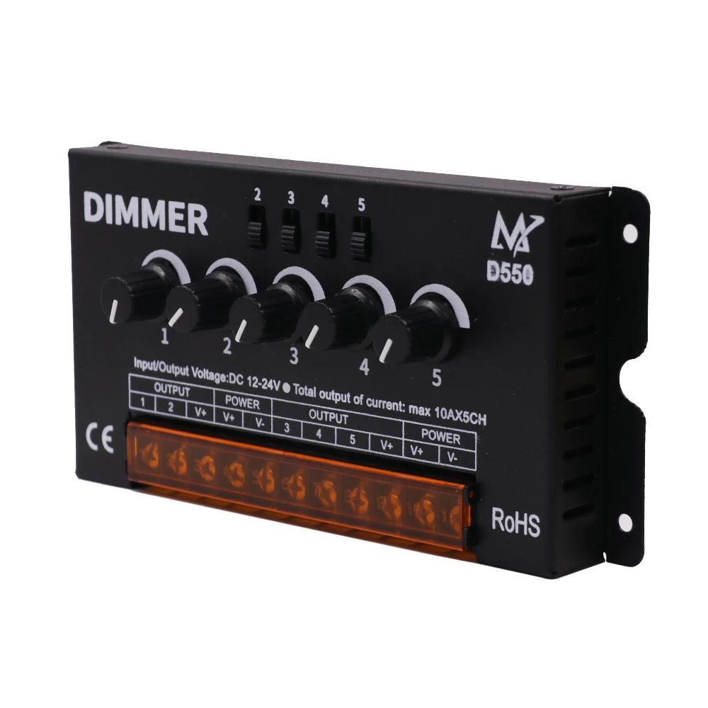 DC12-24V LED Strip 5 Circuits Single Color Dimmer 50A 10Ax5CH High Speed Amplifier Controller for Led lights | Лампы и освещение