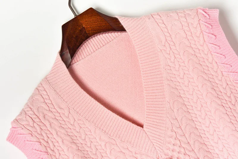 

Vest for Women Sleeveless Twist Knitted Vest Coat Women 2019 Autumn Casual Loose V-neck Sleeveless Vest Outerwear P-028