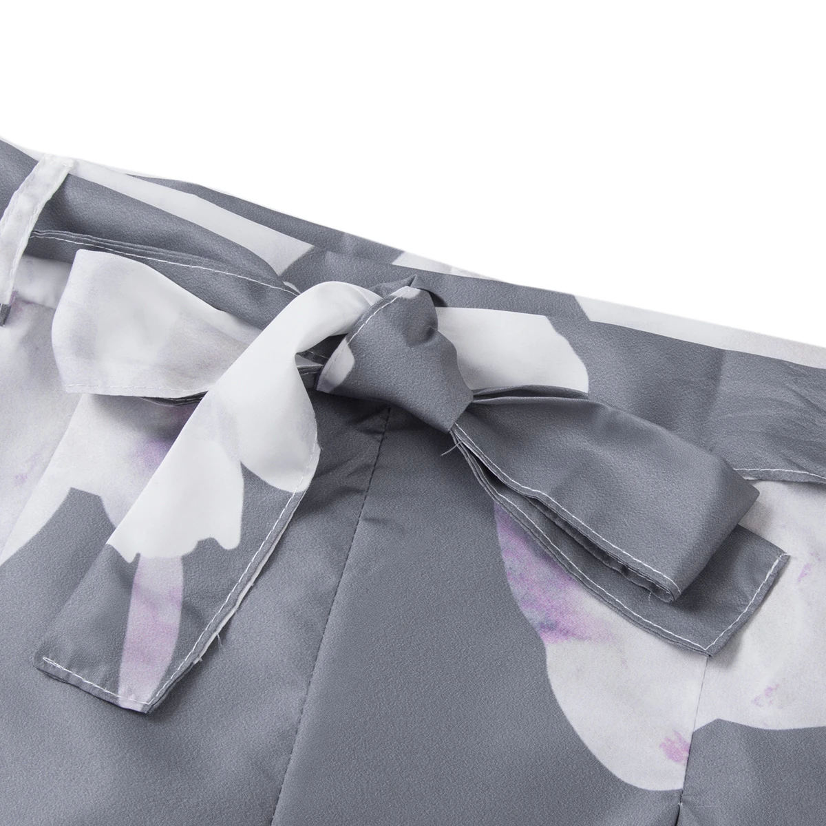 

2020 fashion trend casual style comfortable and beautiful female printed lace-up wide-leg pants