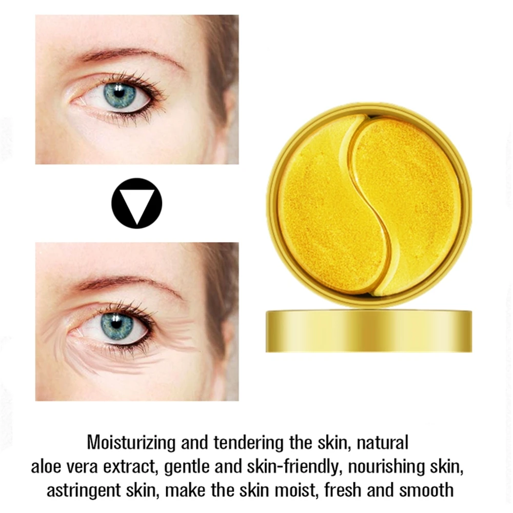 24K Золотая маска для глаз с украшением в виде кристаллов экстрактом улитки