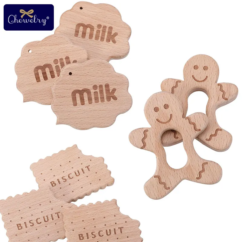1 шт. детские деревянные подвеска прорезыватель буковая древесина печенье молока