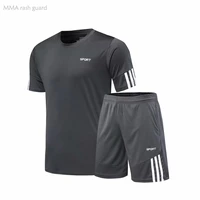 jersey short t shirt shorts 2 piece tracksuit men football training kit quick dry workout clothing running sports set male