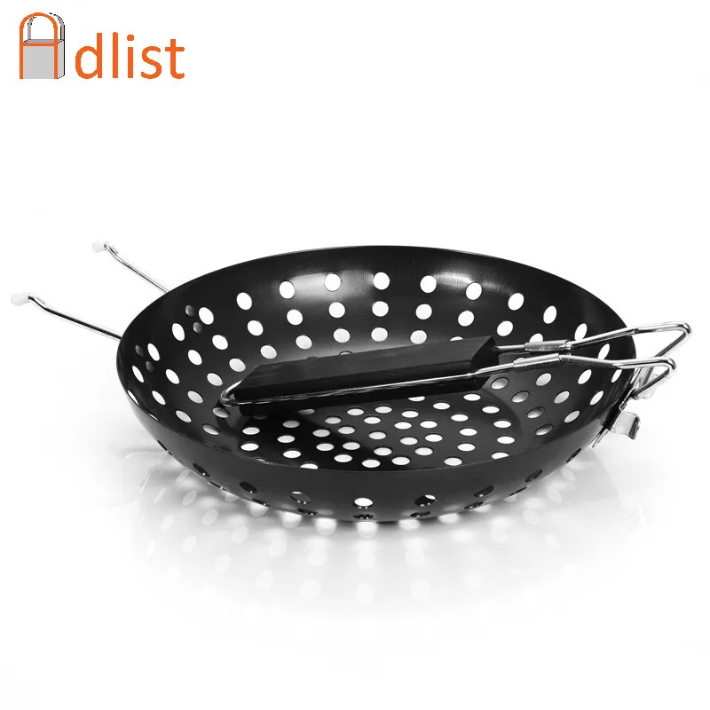Антипригарная сковорода для барбекю гриля складная ручка круглая пиццы овощи