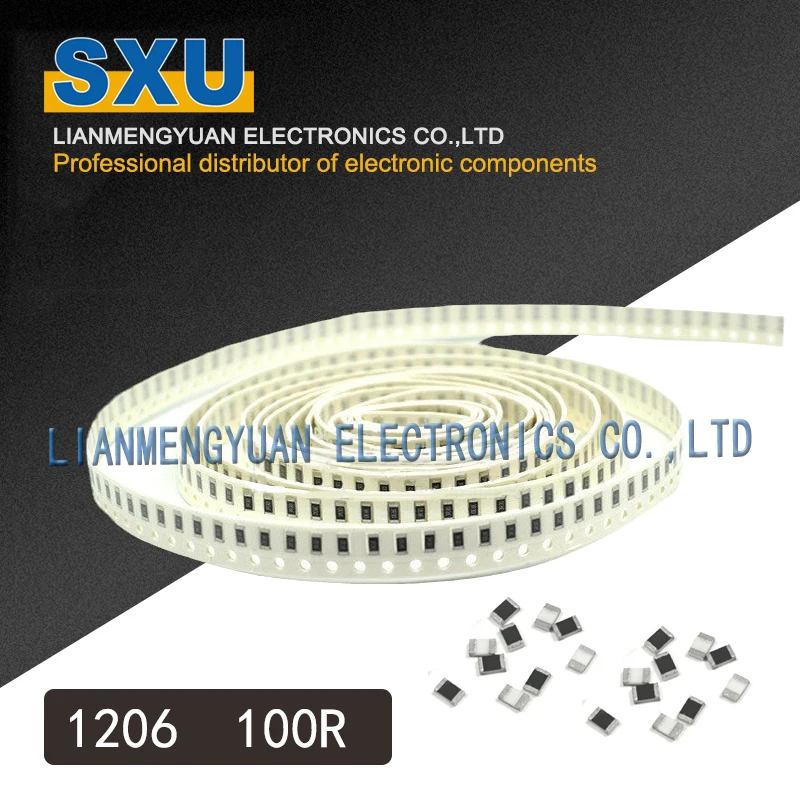 100 шт. 1206 SMD резистор 1% Ом чиповый 0 25 Вт 1/4 100R 101 чип фиксированный | Электронные