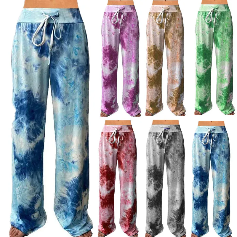 

Women's Pants Loose Printed Pocket Wide Leg Sports Trousers Women Clothing Drawstring Jogger Summer Loose Pants Dropshipping