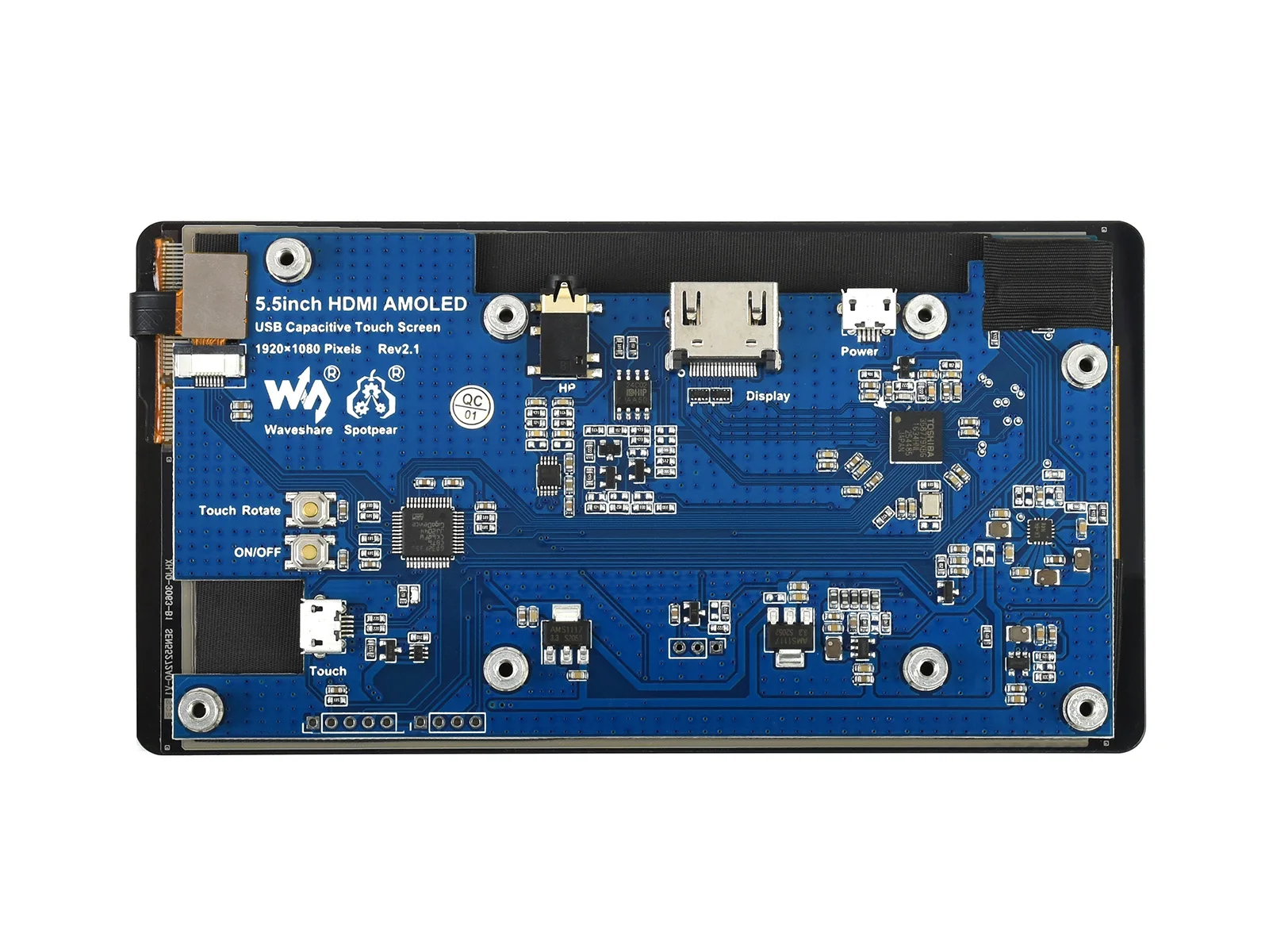 5 дюймовый емкостный сенсорный AMOLED дисплей Waveshare для Raspberry Pi HDMI-совместимый