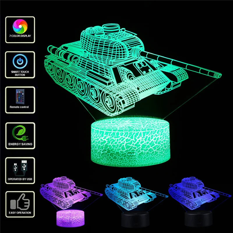 СВЕТОДИОДНЫЙ 3D светильник с подсветкой настольная лампа оптической иллюзией