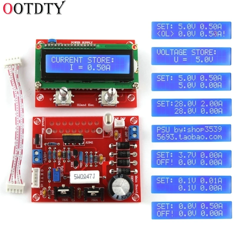 

0-28V 0.01-2A Adjustable DC Regulated Power Supply DIY Kit LCD Display Regulated Power KitShort-circuit/Current-limit Protection