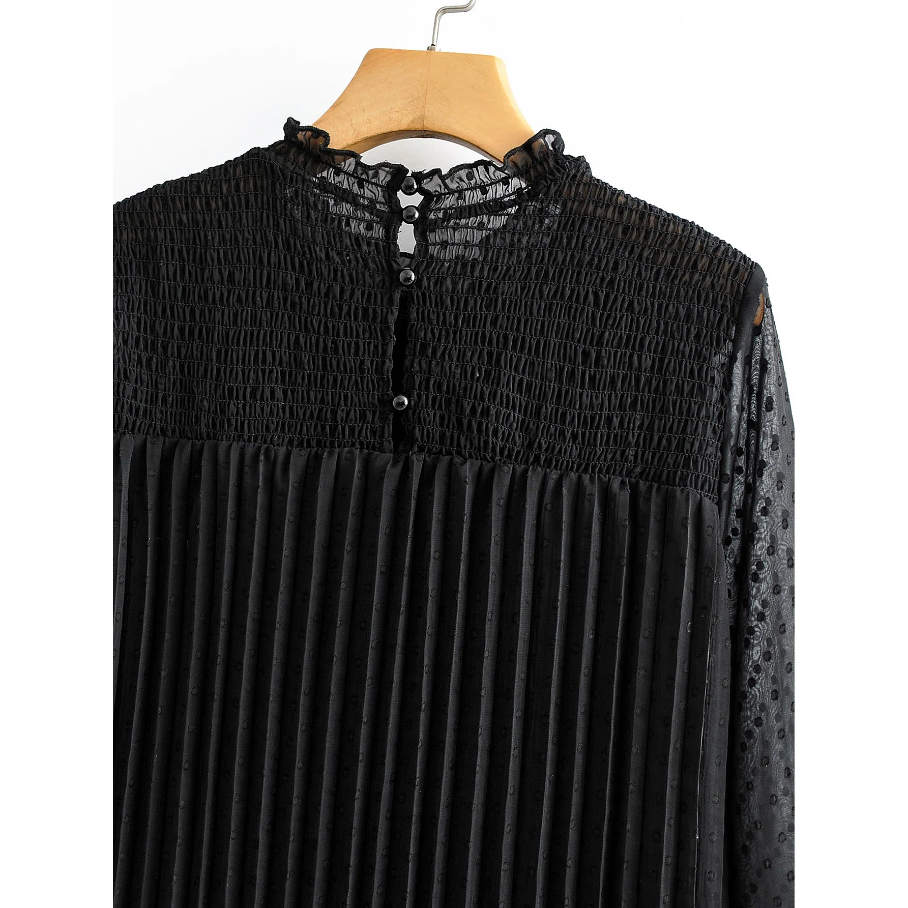 Женское жаккардовое платье мини za черное повседневное плиссированное с