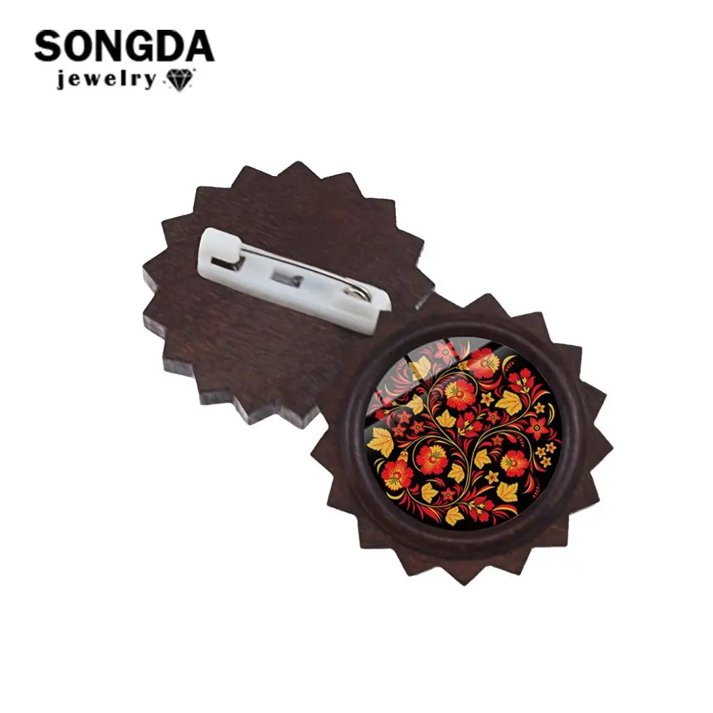 SONGDA Хохлома русский Цветочный принт брошь в богемном стиле Стиль народное