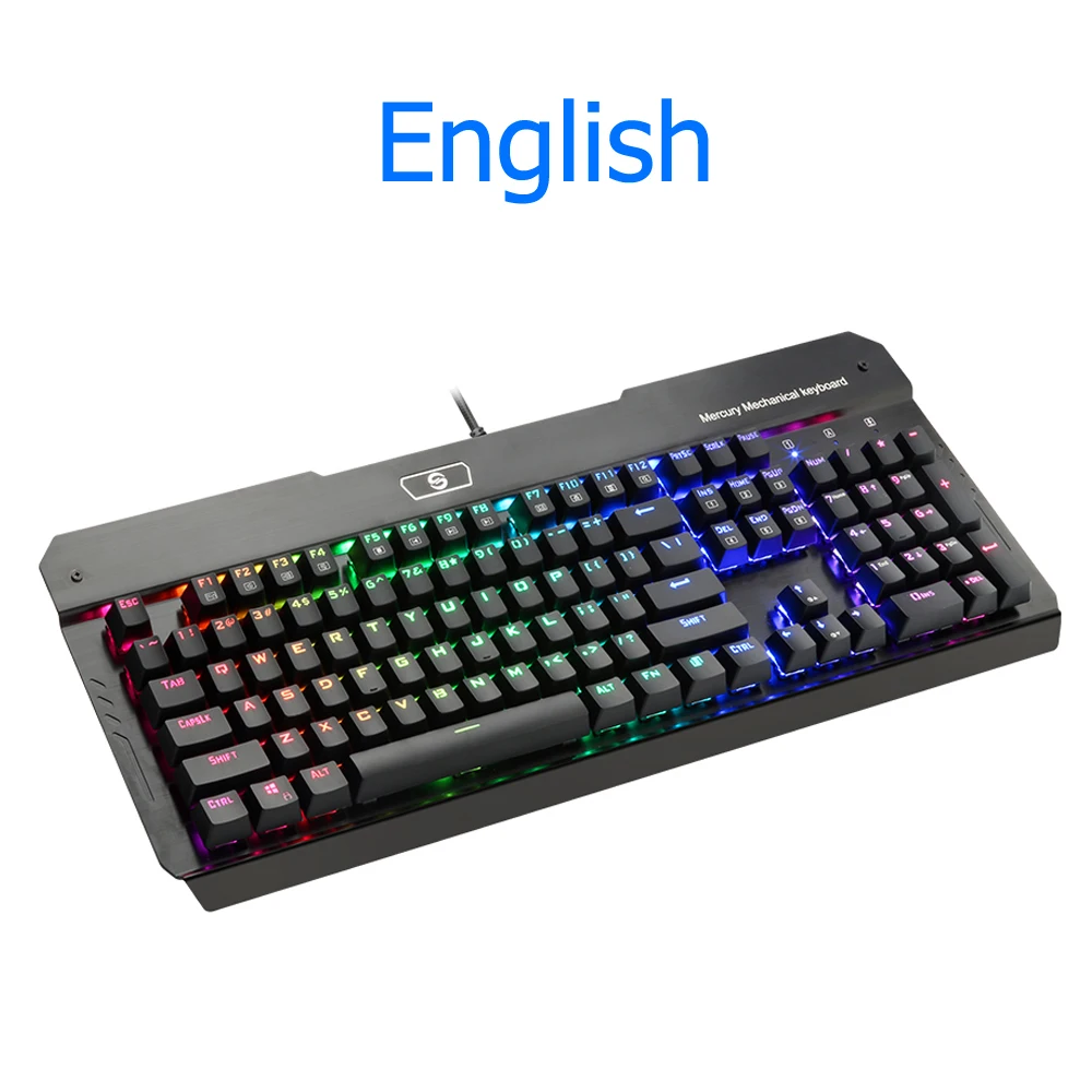 R580RGB Rocketek R580 RGB Алюминиевый USB Механическая игровая клавиатура синий переключатель со светодиодной подсветкой 104 ключ анти-ореолы проводной ПК компьютерный геймер - Цвет: R580RGB