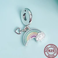 100 925 sterling silver charm new silver plated copper rainbow pendant fit pandora women bracelet necklace diy jewelry