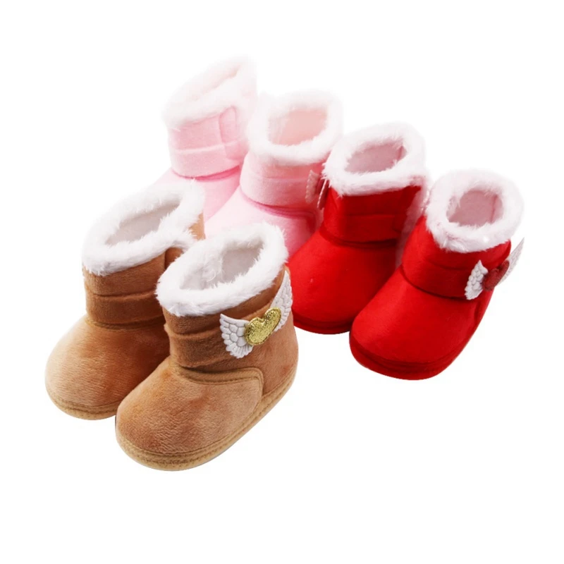 

Winter Baby Boy Girl Cotton Snow Boots With Loves Mid-tube Boots Infant Anti-slip Toddler Shoes First Waliker