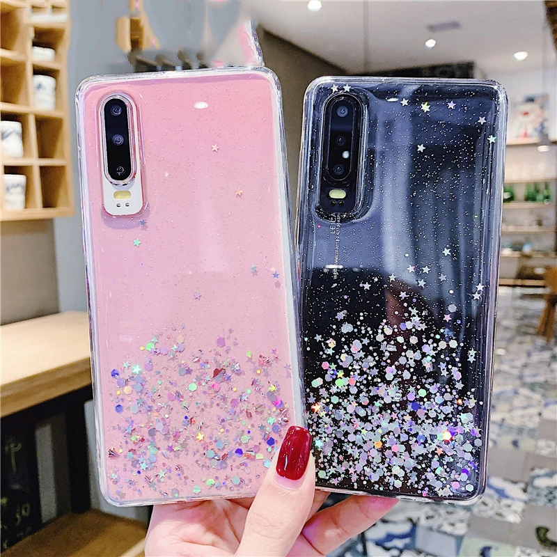 Чехол из серебристой фольги со звездами для телефона Huawei P Smart Plus 2019 Y9 Y5 Y6 Y7 Prime 2018