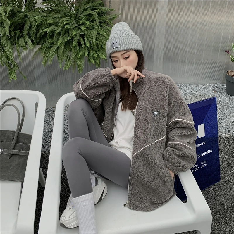 

2020 new lambskin coat women's autumn versatile Korean loose cardigan top