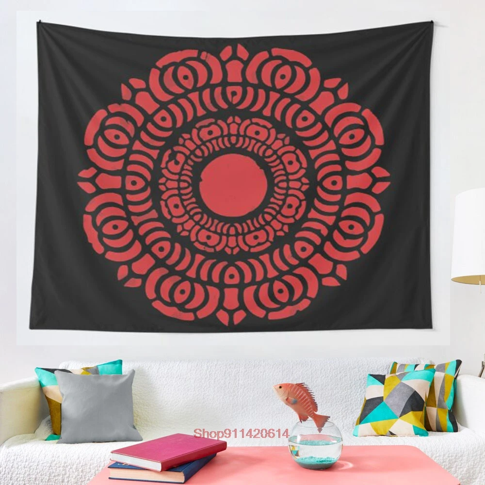 

LOK Red Lotus tapestry Bohemian decoration wall hanging bedroom psychedelic scene starlight art home decoration