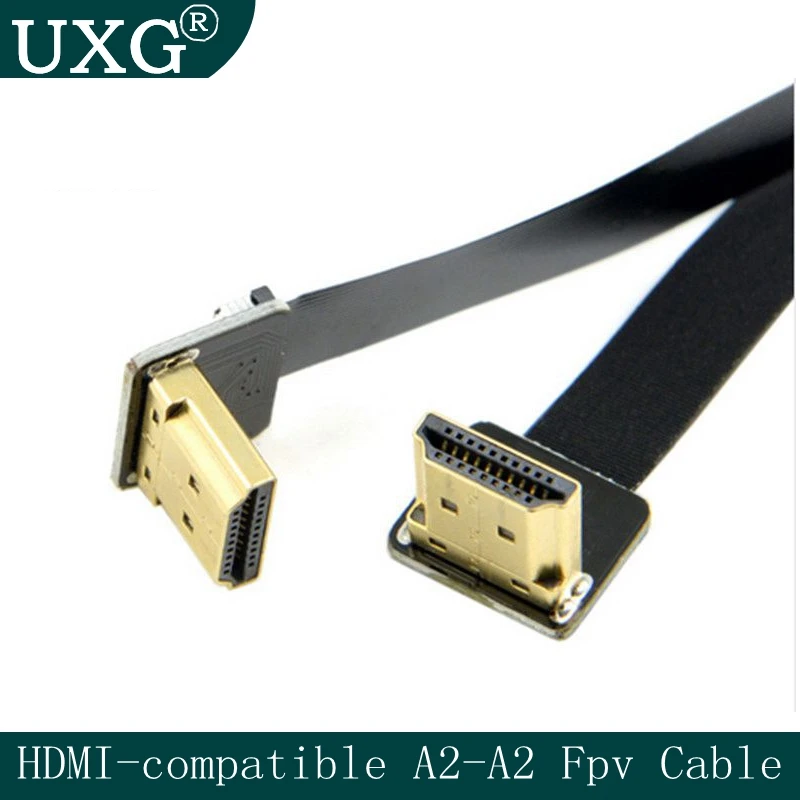 FPV двойной под углом 90 градусов HDMI совместимый Тип A штекер HDTV FPC плоский кабель