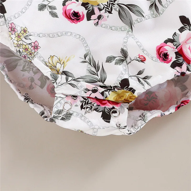 

Summer Newborn Baby Girls Solid Color Short-sleeved Top + Floral Suspenders 2 Pcs Outfit Suit Kid Casual Clothes Set