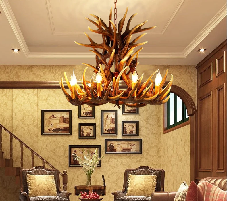 

Nordic Traditional Antler Chandelier Classic LED Lighting Industrial Buck Deer for Bedroom Living Room Kitchen Decoration Lamps