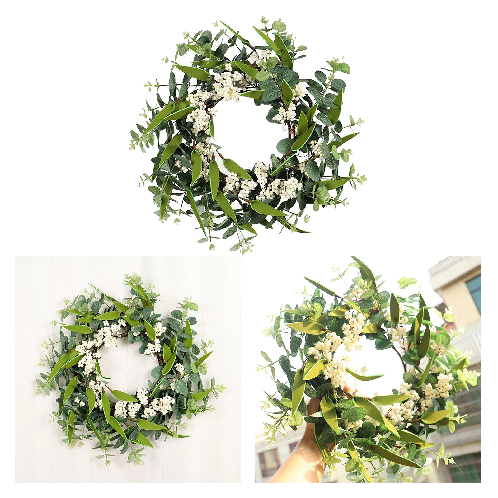 

Artificial Eucalyptus Wreath 18inch Large Green Leaf Wreath for Festival Celebration Front Door Wall Window Party Decoration