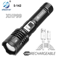 rechargeable super bright xhp99 led flashlight with pen clip built in large capacity lithium battery can illuminate 500 meters