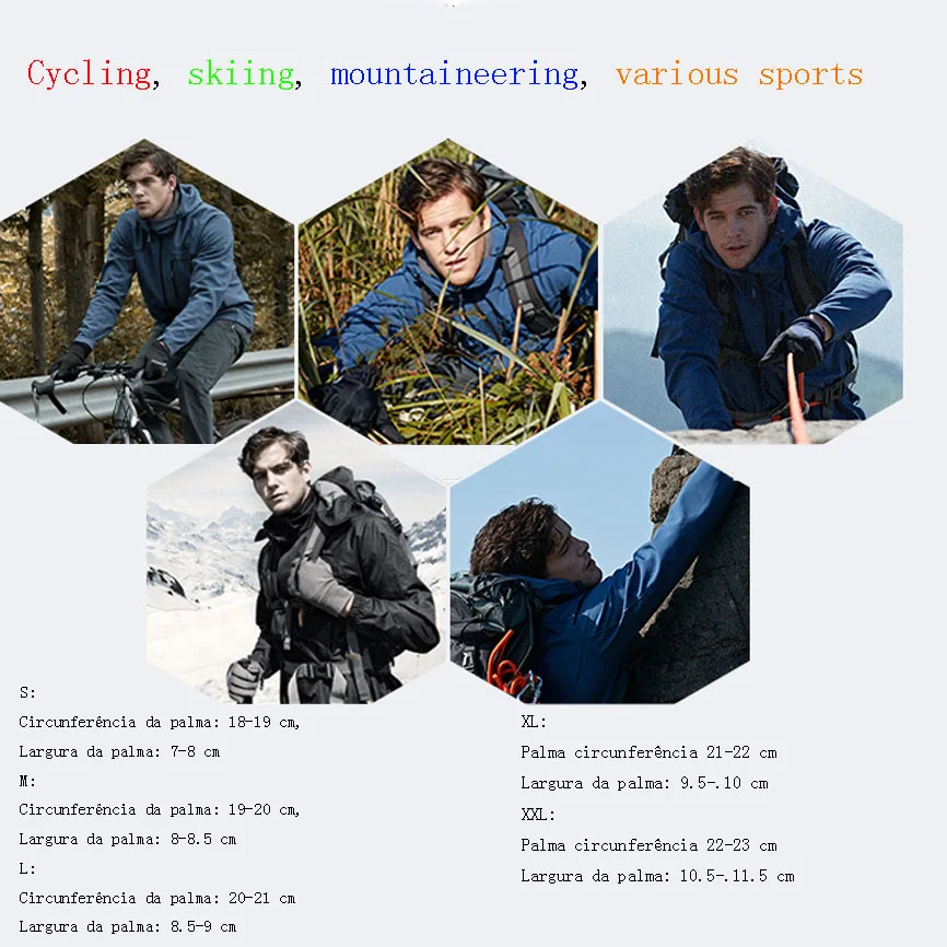 

Winter Cycling Gloves Ski/Mtb Full Finger Men'S Gloves Bike/Bicycle Warm Gloves For Sports Scooter Motorcycle Warm Glove