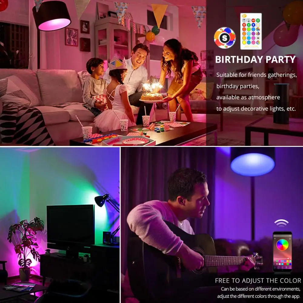 

Neon Light Bulbs RGB RGBW RGBWW E27 Wireless Bluetooth LED Lamp AC 85-265V Music Control Smart Bulb For Home Holiday Decor Light
