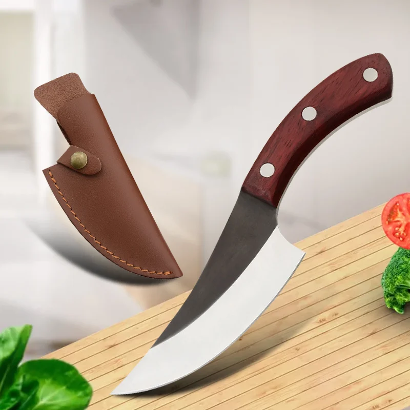 

5.5 Inch Butcher Knife Kitchen Manual Forged Fish Bone Planer Wooden Handle Household Kitchen Cooking Tool with Knife Set