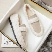 winter 2021 fashion designer womens plush flat soles and fleece rhinestones warm large size shoes free shipping