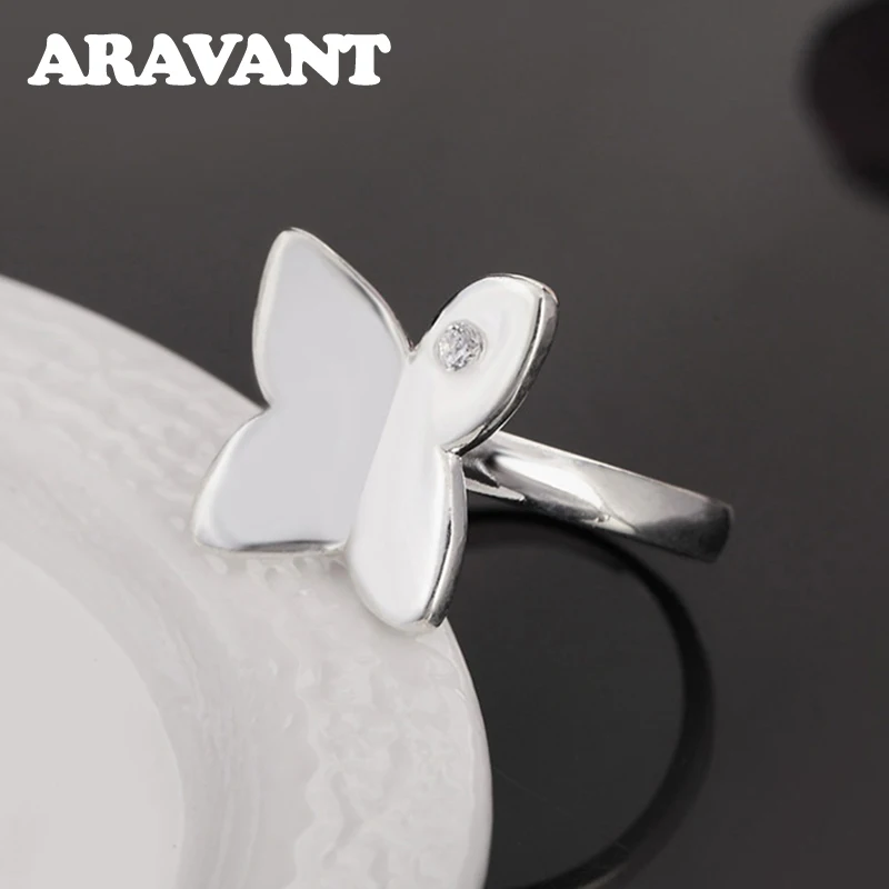 

2023 New 925 Silver Butterfly Rings For Women Wedding Bridal Jewelry Gift