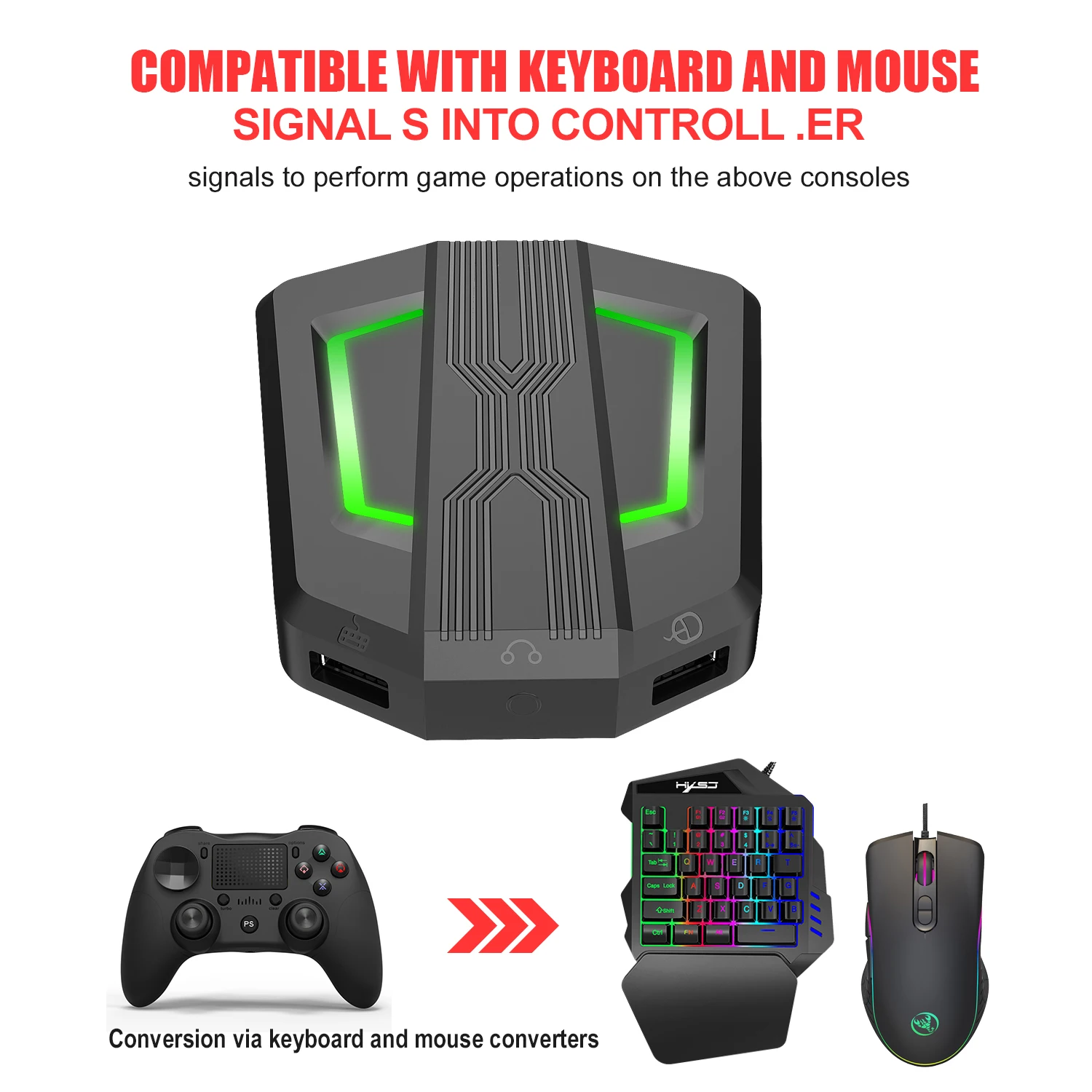 

Portable One-Handed Mechanical Gaming RGB Backlit Keyboard Mini Game Mouse Combos Set Converter Adapter for PC PS4 Xbox Gamer