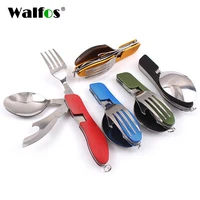 2022 hot sale multifunctional foldable pocket stainless steel outdoor camping picnic cutlery knife fork spoon tableware parts