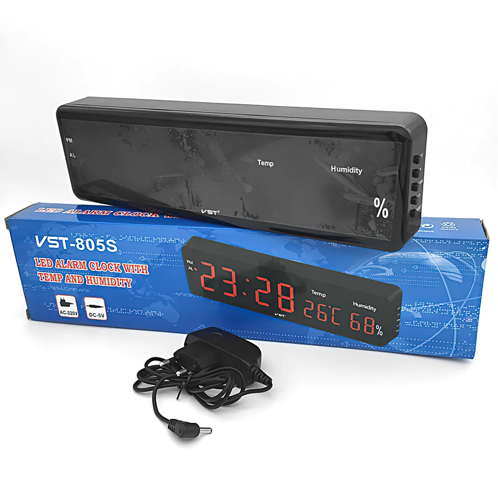 

Digital Wall Clock Big LED Time Calendar Temperature Humidity Display Desk Table Clocks Electronic LED Wall Watch Decor EU Plug