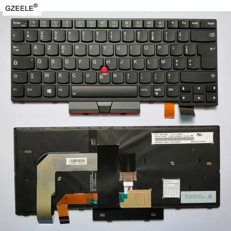 Teclado para Lenovo Francês Azerty Retroiluminado Thinkpad T470 T480 01ax364 01ax405 01ax446 pn Sn20l72726 Pk1312d1a00 Pk1312d2a00 A475