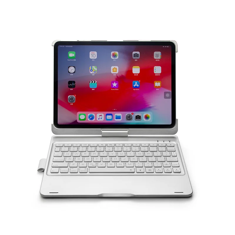 Серебристый Красочная подсветка клавиатуры для iPad 9,7 ''поворот беспроводной Bluetooth клавиатура чехол для iPad Air 2 1 Fundas - Цвет: Серебристый