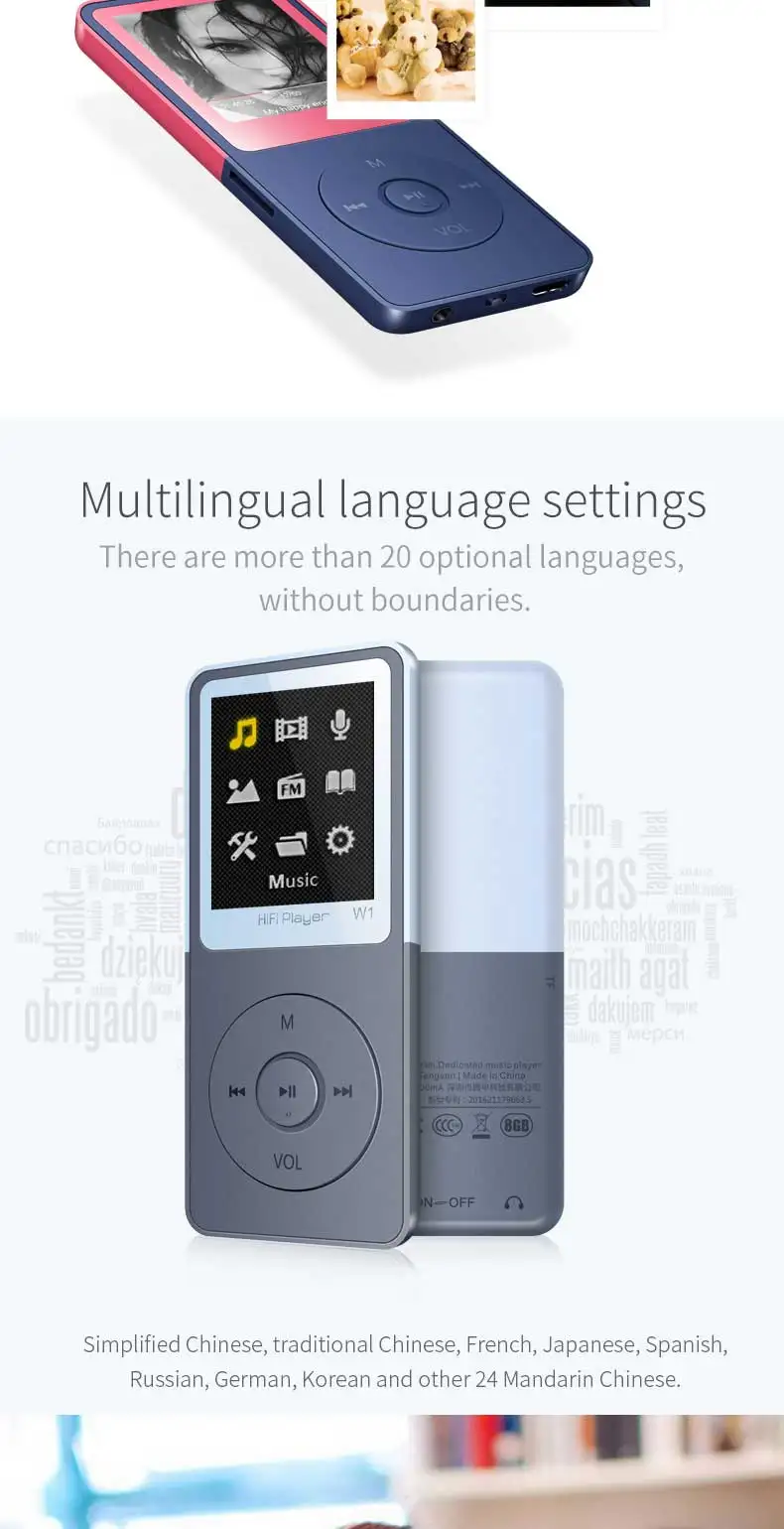 BTSMONE W1 новая версия mp3-плеер Встроенный 40 г и колонки может воспроизводить 80 ч без потерь портативный walkman с радио/FM/запись