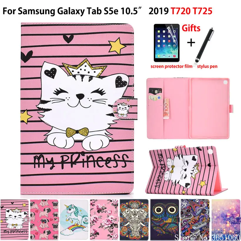 

Чехол для Samsung Galaxy Tab S5e 10,5 2019 T720 SM-T720 SM-T725 Smart Cover Funda с мультяшным животным узором чехол-подставка + подарок
